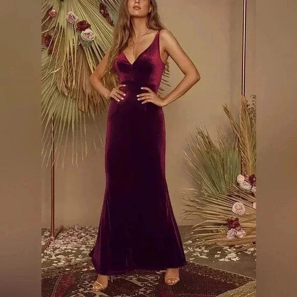 chinese dress ladies Velvet Bridesmaid Dresses Mermaid Sweetheart Corset – Lisposa main image 0